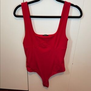 Dynamite Red Scoop Neck Bodysuit